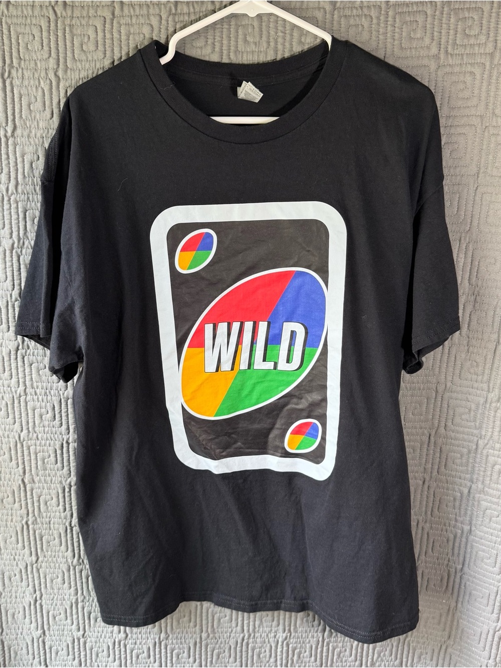 UNO Wild Card Graphic T Shirt Mens XL Black Gildan Heavy Cotton Short Sleeve